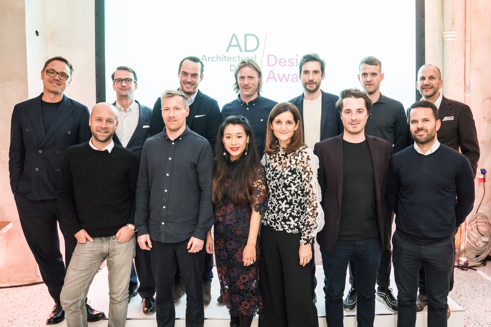 Winners and jury of the AD Design Award 2016 in front of the AD logo