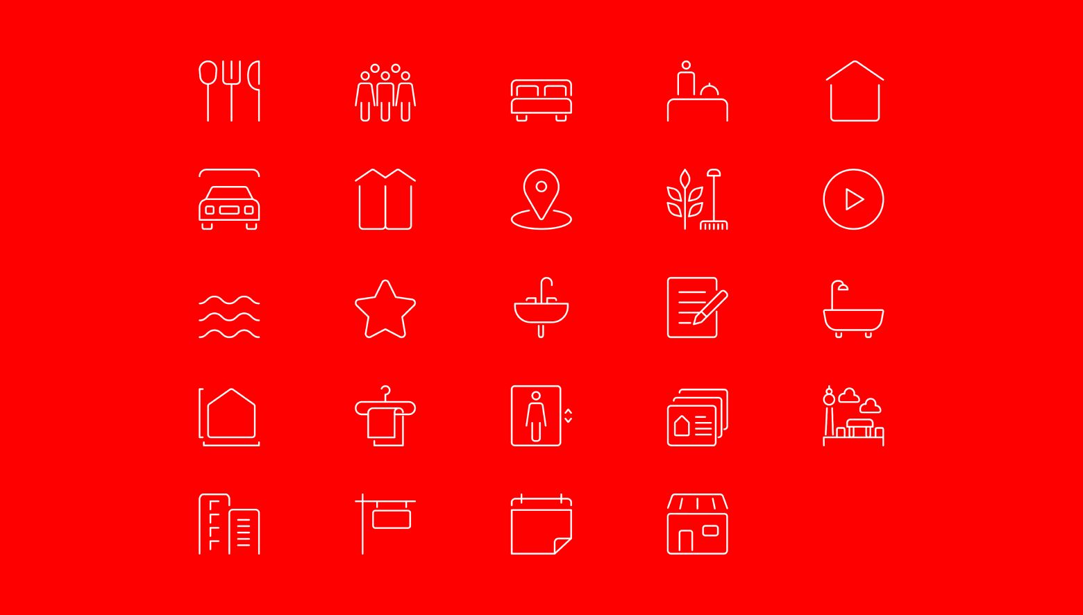 Engel & Völkers line icon set in white on red