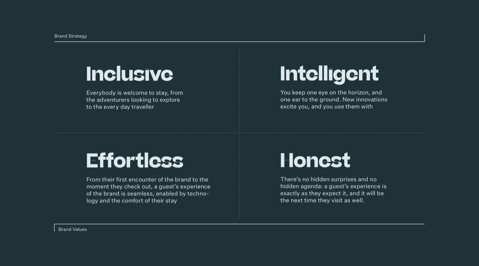 Episode Hotels brand values: Inclusive, Intelligent, Effortless, Honest