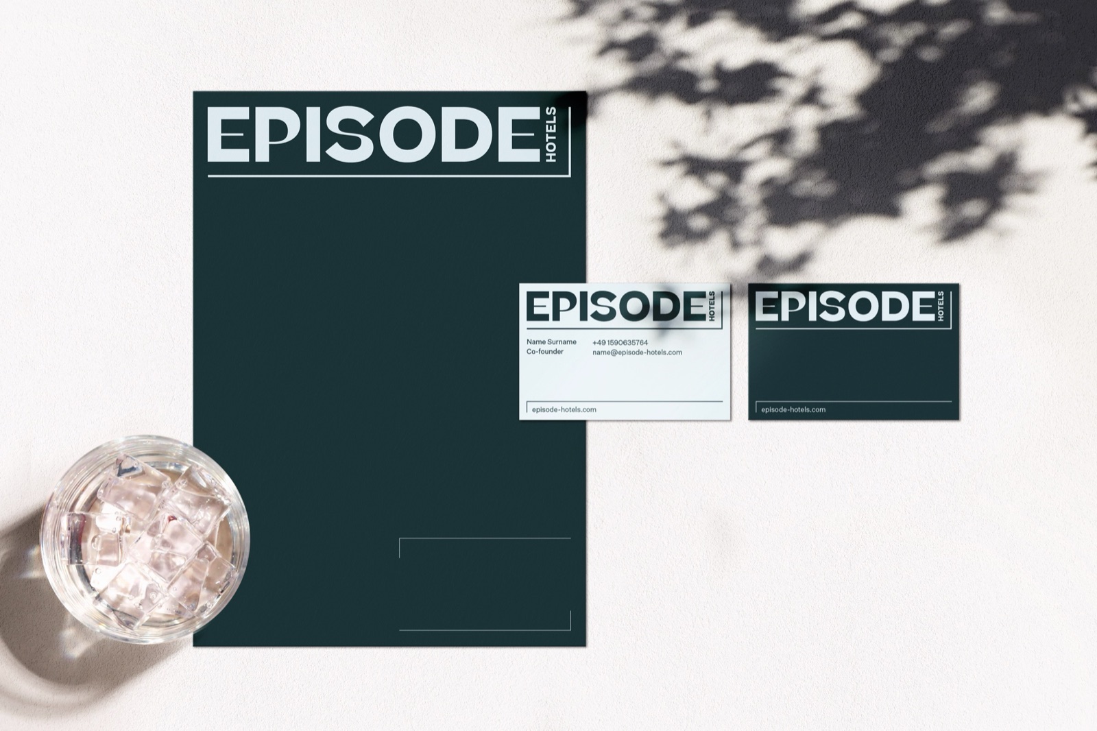 Episode Hotels letterhead and business cards