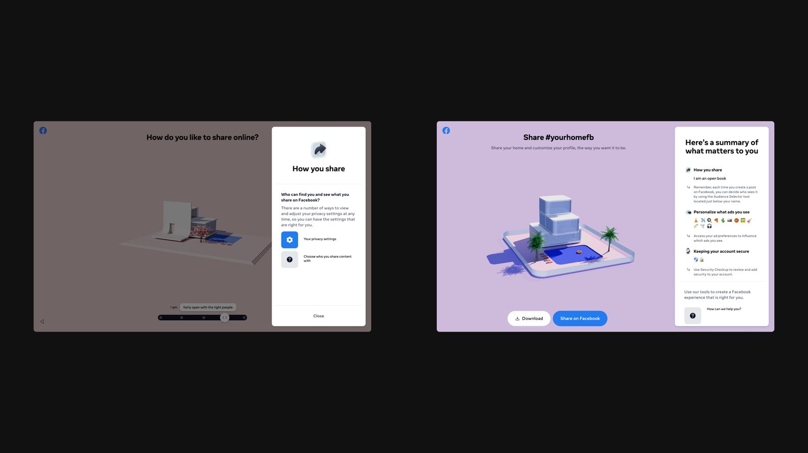 Share screen and personal summary screen of the experience on desktop