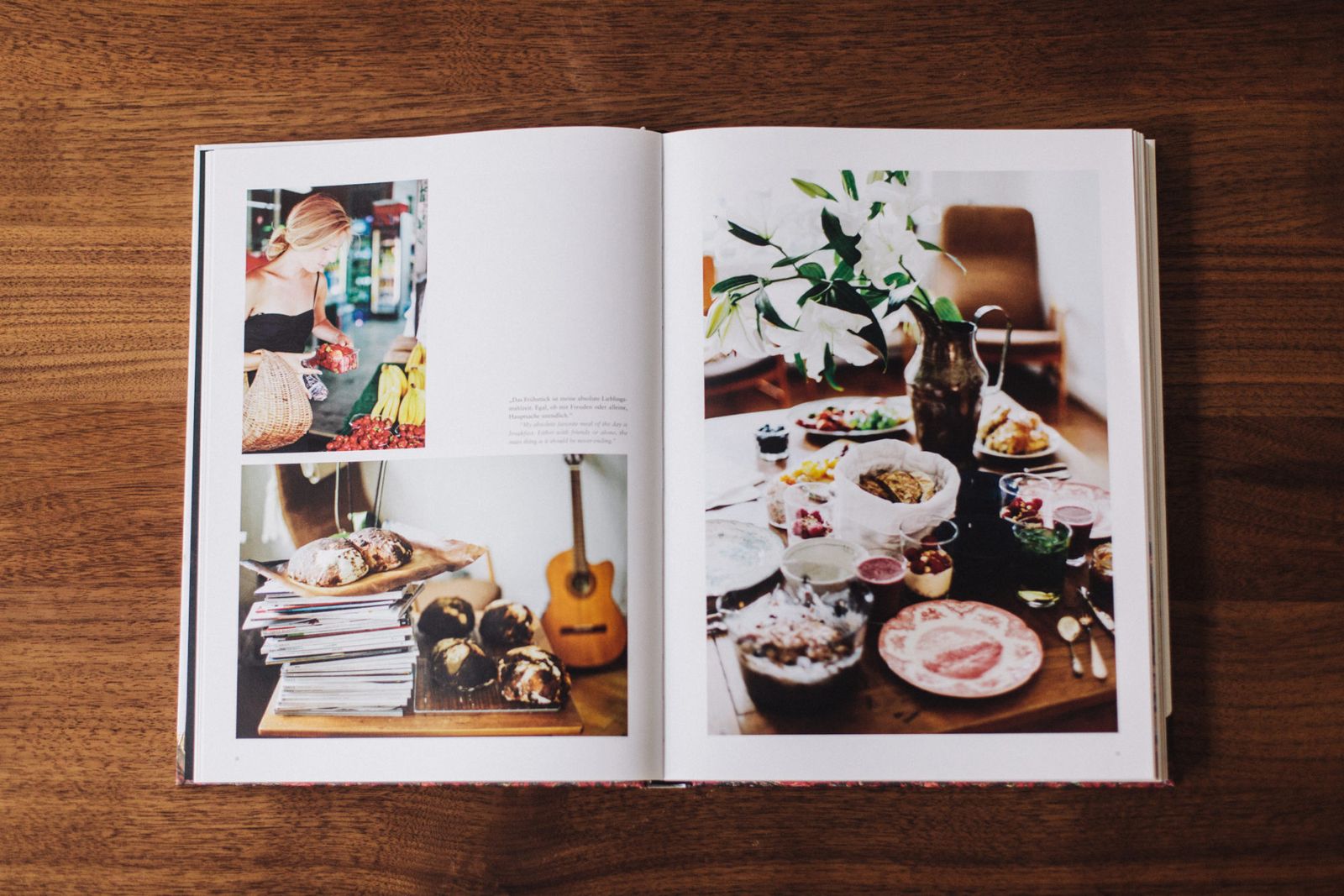 Open Freunde von Freunden book showing a kitchen and dining table portrait spread