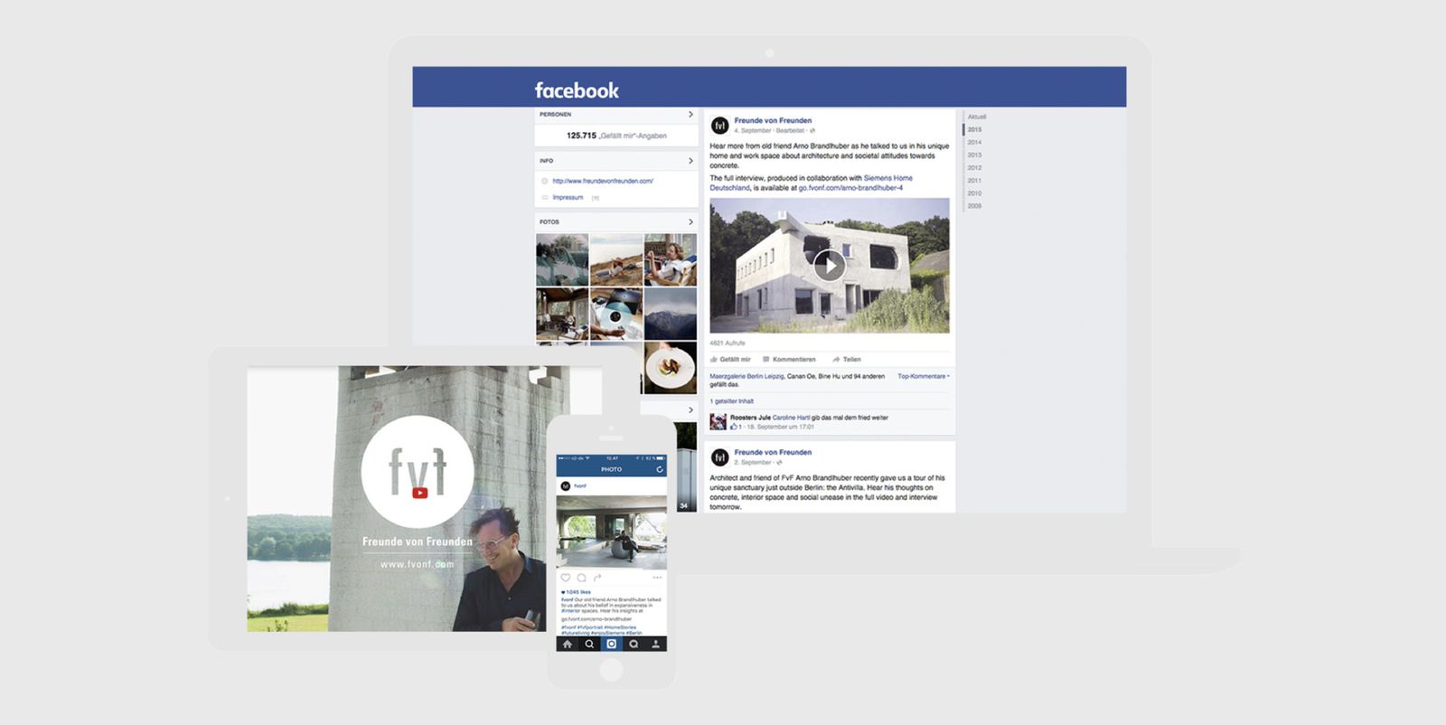 Freunde von Freunden Facebook page and mobile social posts