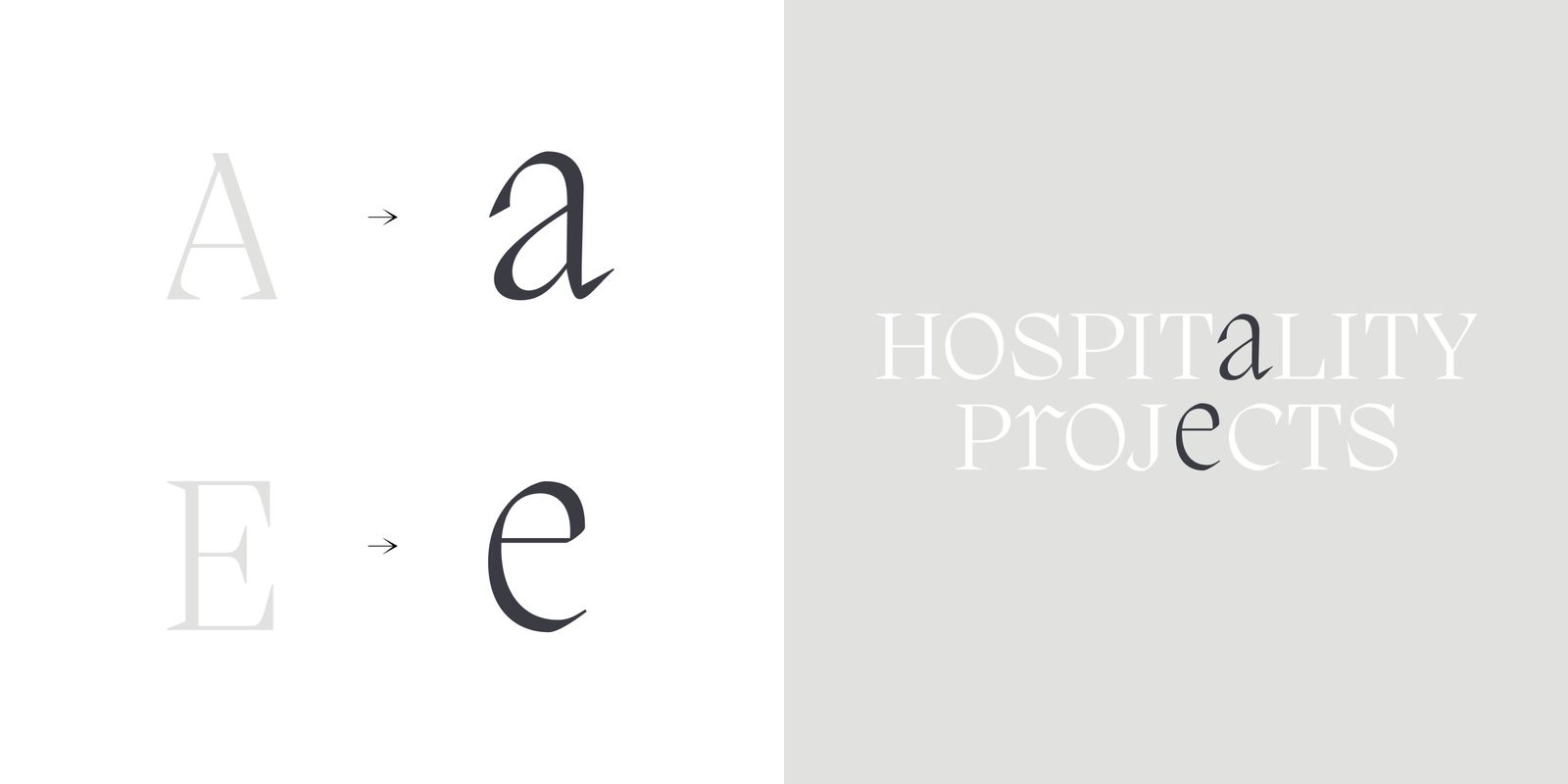 Hospitality Projects wordmark and its custom a and e letterforms