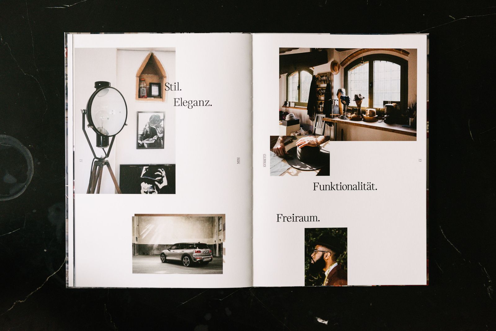 MINI Lookbook spread, Stil, Eleganz, Funktionalität, Freiraum