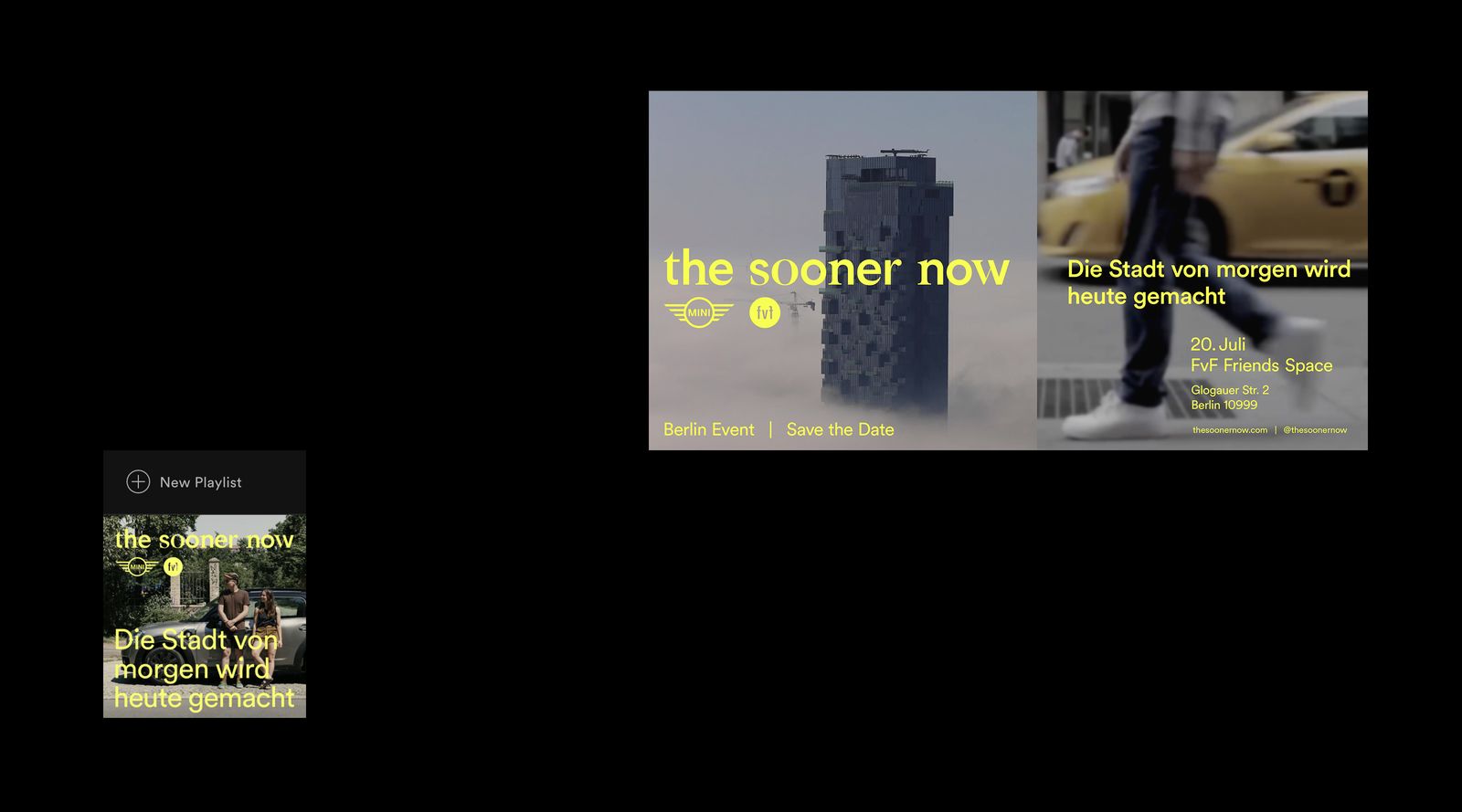 The Sooner Now online banner and podcast playlist artwork for promotion