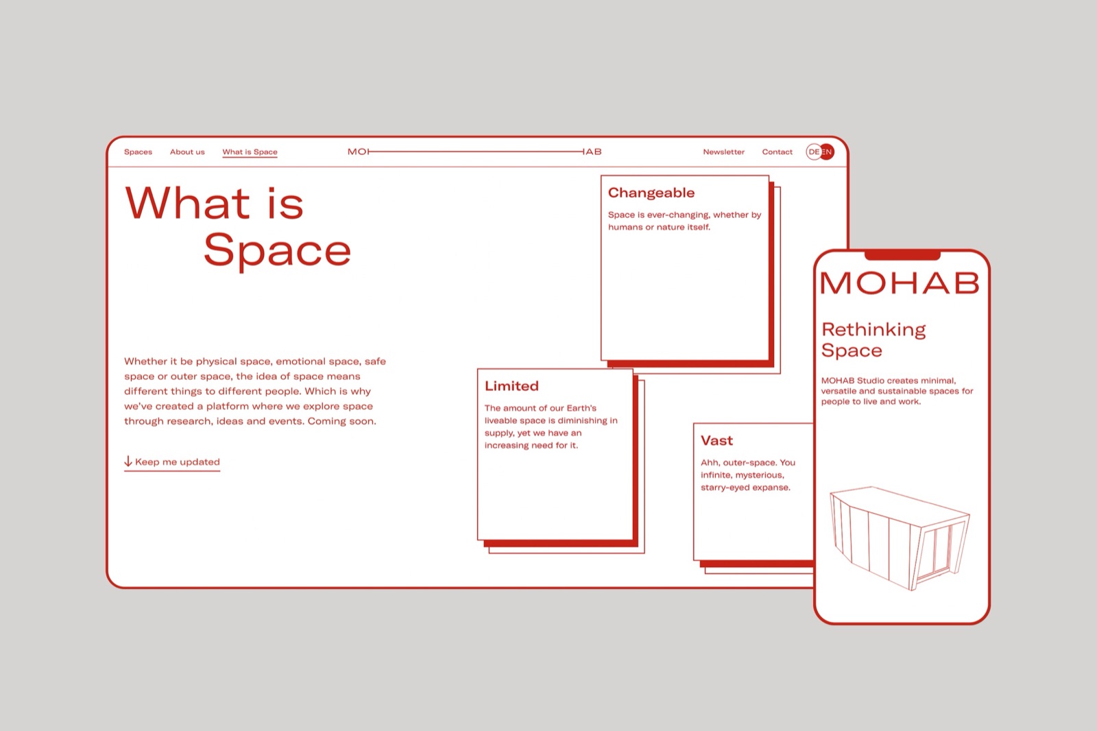 MOHAB website What Is Space page on desktop and mobile