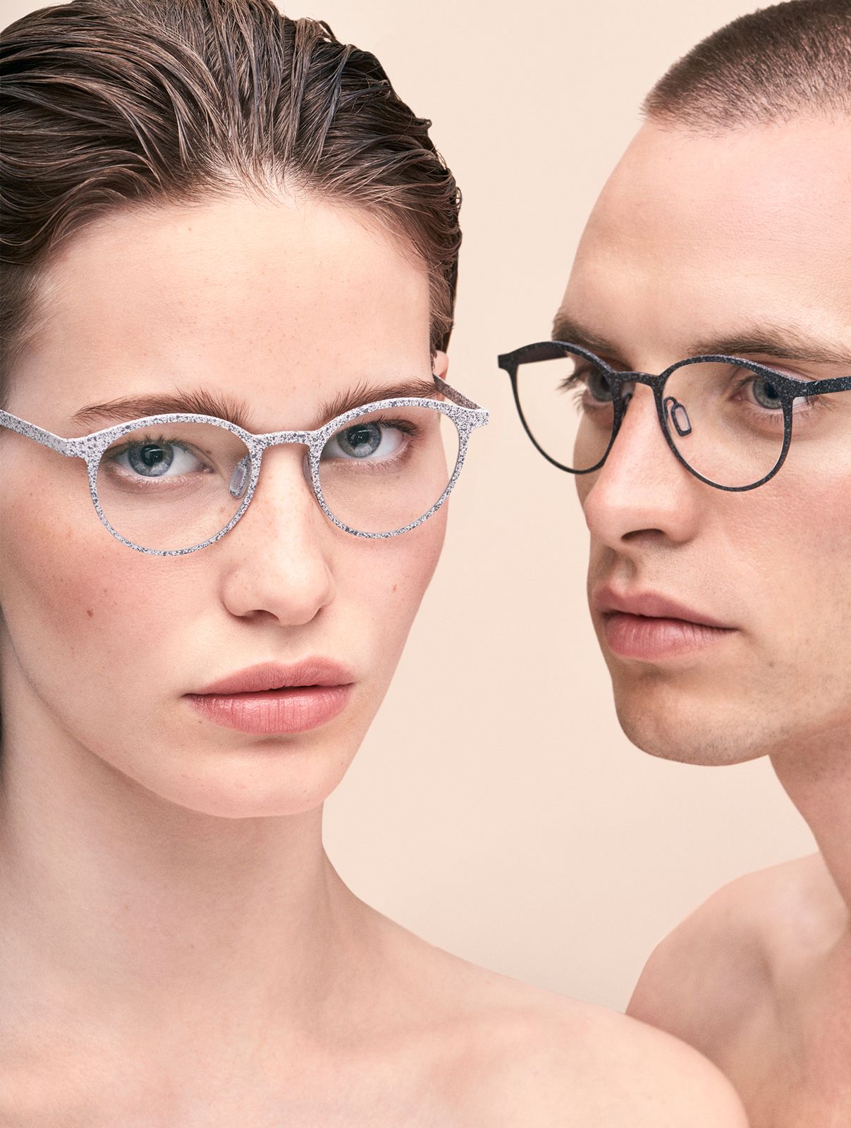 Two models wearing Ørgreen glasses, campaign portrait