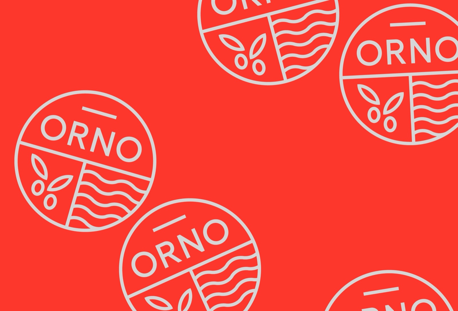 ORNO logo pattern, white roundels on red