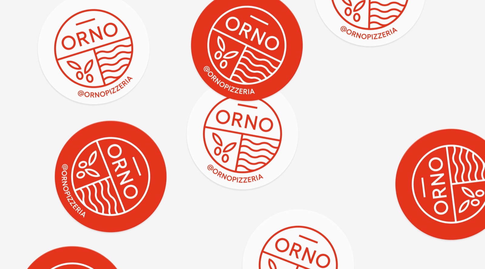 ORNO logo stickers in red and white
