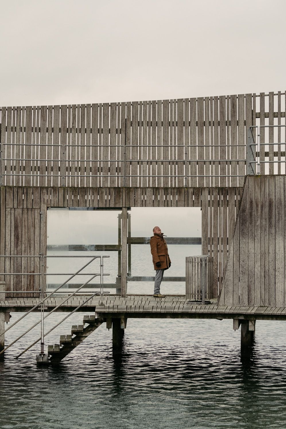 Wooden harbour bath structure on the water in Copenhagen