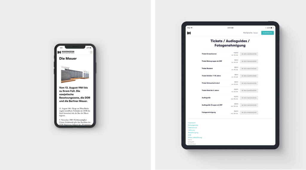 Mauermuseum — web design visual