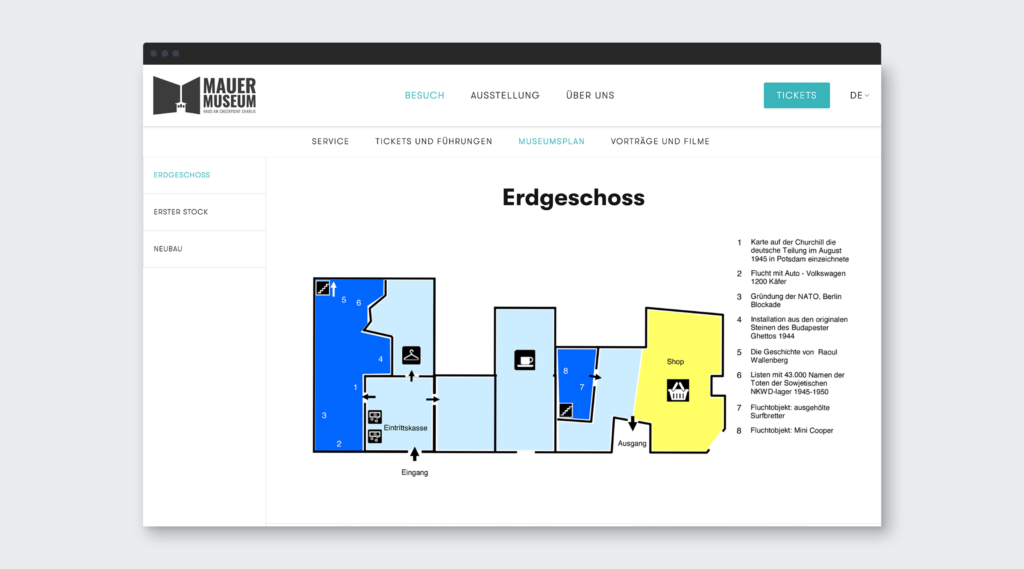 Mauermuseum — web design visual